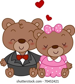 Illustration of a Pair of Bear Huddled Together