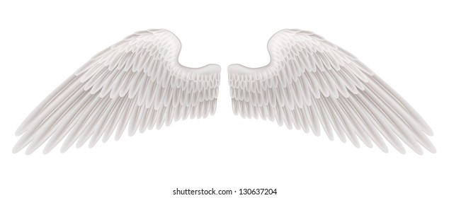 An illustration of a pair of beautiful white spread wings.