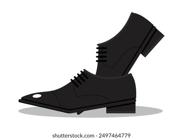 Illustration of pair black casual business shoes. Black slip on formal shoes. Vector of black casual business shoes for design, poster, website, presentation.