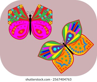 
illustration of a pair of butterflies. Bright fabulous