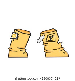 An illustration of a pair of cardboard shoes
