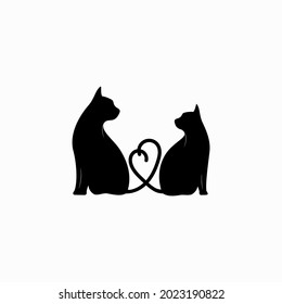 ilustración de un par de gatos con colas formando un patrón cardíaco