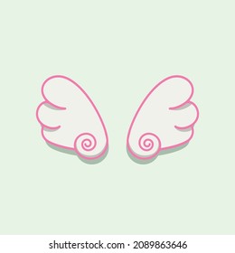 Illustration eines Paars süßer weißer Flügel einzeln auf weißem Hintergrund