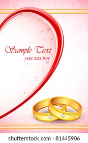 illustration of pair of engagement ring with heart on floral background