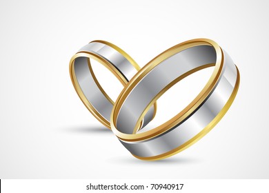 illustration of pair of engagement rings on abstract background