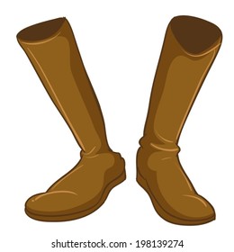 Illustration eines Paares modischer brauner Stiefel auf weißem Hintergrund