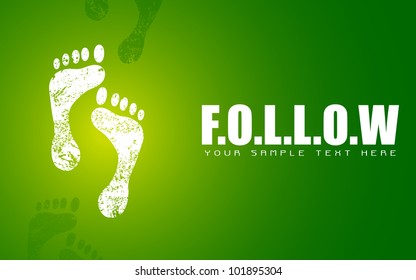 illustration of pair of footprint on motivational follow background