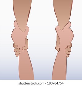 Illustration Of A Pair Of Forearms In A Rescuing Grip.