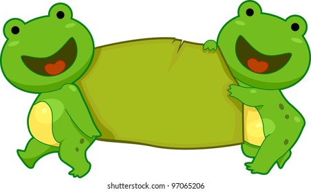 Illustration of a Pair of Frogs Carrying a Banner