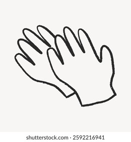 Illustration of a pair of gloves. Simple glove design, black outline. Two gloves side by side. Minimalist glove drawing on a white background. Isolated vector illustration.