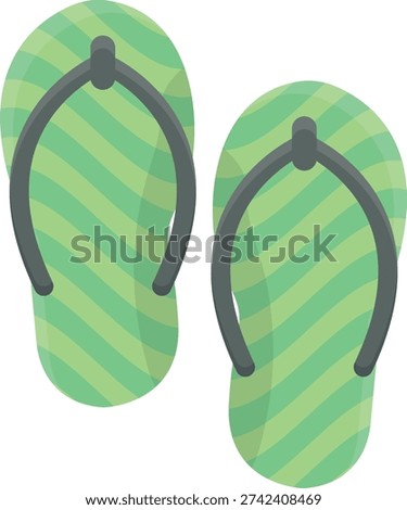  Illustration of a pair of green flip flops, priced at 1 credit, USD $1.