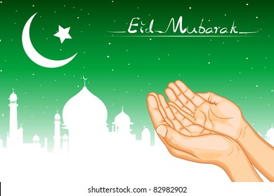 illustration of pair of hand praying for Eid