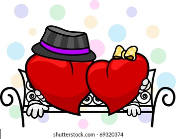 Illustration of a Pair of Hearts on a Date