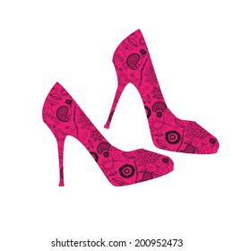 illustration of pair high heel shoe for female. Fashion background. 