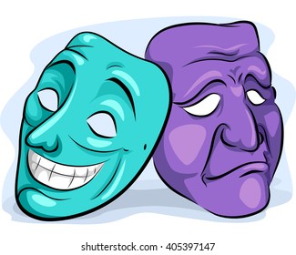 Illustration of a Pair of Masks Depicting Personality Disorder