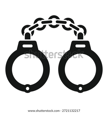 Illustration of a pair of metal handcuffs connected by a chain, representing law enforcement and the concept of captivity