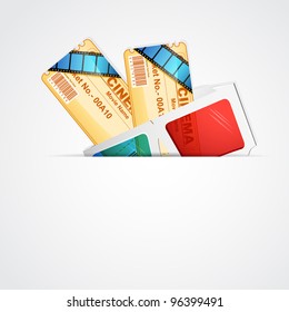 illustration of pair of movie ticket with 3d glasses