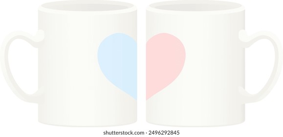 Illustration of a pair of mugs with hearts