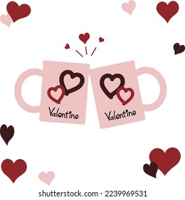 Illustration of a pair of mugs for Valentine's Day