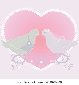 illustration with a pair of pigeons