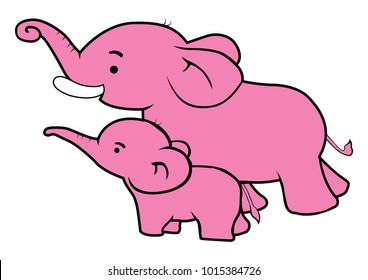 An illustration of a pair of pink elephant