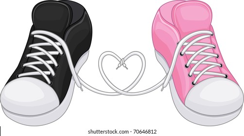 Illustration of a Pair of Shoes Tied Together