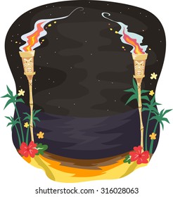 Illustration of a Pair of Tiki Torches Lighting the Path Towards the Beach