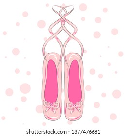 Illustration of a pair of well-worn ballet pointes shoes