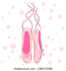 Illustration of a pair of well-worn ballet pointes shoes