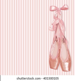 Illustration of a pair of well-worn ballet pointes shoes