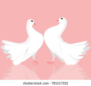 Illustration of  pair of white doves. Love. Vector illustration for your creativity