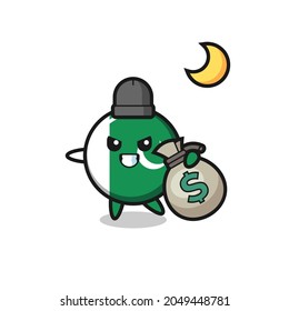 Illustration of pakistan flag cartoon is stolen the money , cute design