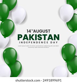 Illustration of Pakistan Independence Day background with balloons