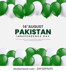 Illustration of Pakistan Independence Day background with balloons