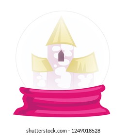 Illustration of a palace inside the crystal ball on a white background. Vector