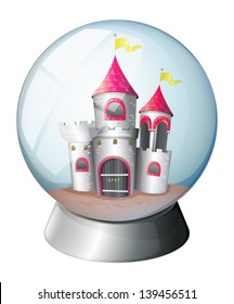 Illustration of a palace inside a dome on a white background