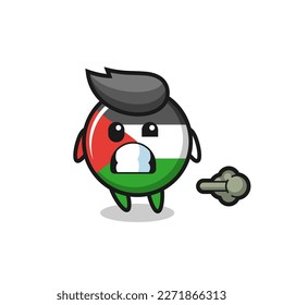 the illustration of the palestine flag badge cartoon doing fart , cute style design for t shirt, sticker, logo element