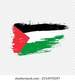 Ilustración de la bandera de Palestina con el golpe del pincel aislado en fondo transparente