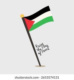 An illustration of the Palestinian flag symbolizing peace, hope, and solidarity. This isolated vector graphic is ideal for campaigns, social media posts, and designs supporting Palestine.
