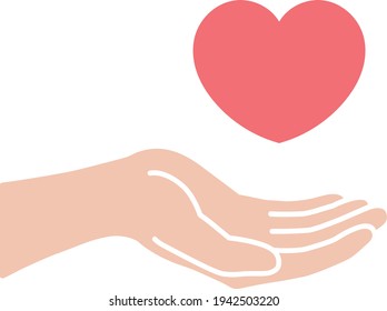 Illustration with the Palm and heart
