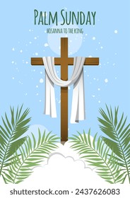 An illustration of Palm Sunday Celebration with Cross and Palm Leaves