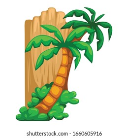 Illustration of palm tree across the hill isolated on white background