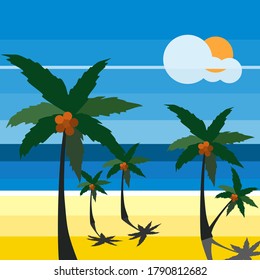 
una palmera y una playa. temática de la naturaleza de la playa