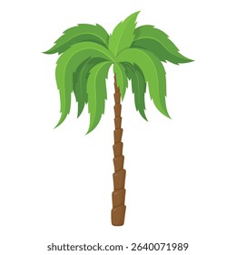 Illustration of a palm tree with bright green leaves on a white background, perfect for tropical themes and decor.