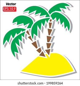 illustration of palm tree in island on isolated white background vector