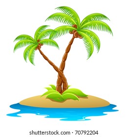 Illustration Of Palm Tree In Island On Isolated Background