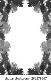 illustration with palm tree leaves frame isolated on white background