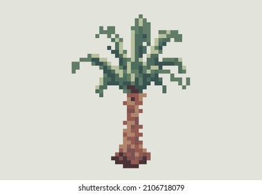 Illustration of a palm tree in pixel art style