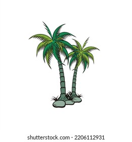 illustration of palm tree, vector art.