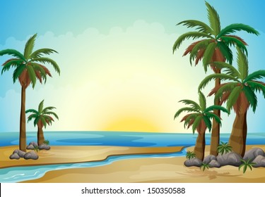 Illustration of the palm trees at the beach